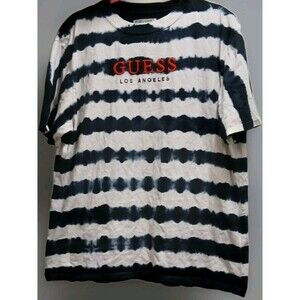 Guess Originals Tie Dye Shirt M Black White Red Logo 90s Y2K Streetwear Grunge